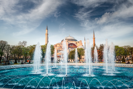 Hagia Sophia museum, Istanbul, Turkey. Aya Sofia mosque exterior in Istanbul, Turkey.のeditorial素材