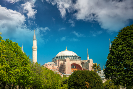 Hagia Sophia museum, Istanbul, Turkey. Aya Sofia mosque exterior in Istanbul, Turkeyのeditorial素材