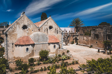 Arkadi monastery on Crete island, Greece. Ekklisia Timios Stavros - Moni Arkadiou in Greek. It is a venetian baroque church.の写真素材