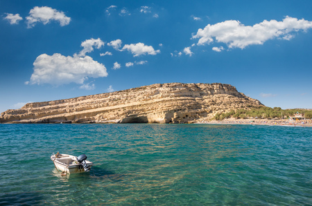 Matala beach on Crete island, Greeceの写真素材