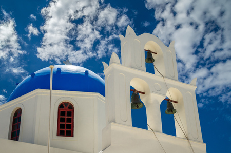 Beautiful view of a church with blue dome.の写真素材