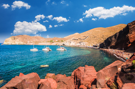 Red beach. Santorini, Cycladic Islands, Greece. Beautiful summer landscape with one of the most famous beaches in the world.の写真素材
