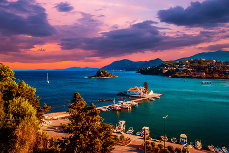 Mouse Island, Corfu, Greece. Vlacherna Monastery on the Kanoni peninsula in Corfu.の写真素材