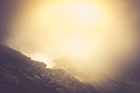Misty Fagaras Mountains, Romania. Mist over the alps of Transylvania.