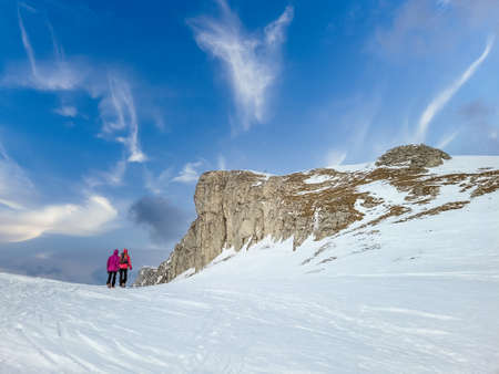 Bucegi mountains, Romania. Beautiful Carpathian mountains landscape in winterの写真素材