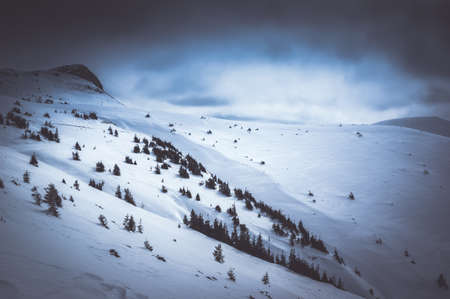 Bucegi mountains, Romania. Beautiful Carpathian mountains landscape in winterの写真素材