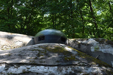 Close view on fortification or fortress of Schoenenbourg is part of Maginot Line along the French border with Germany. This historical monument from the World War 2 is local sightseeing attraction.のeditorial素材