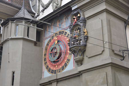 Detail of medieval Clock Tower, Zytglogge, in town Bern in Switzerland.