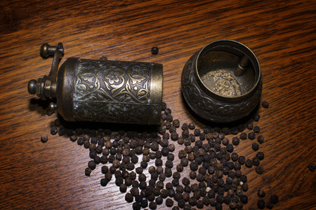 Pepper beans and grinderの写真素材