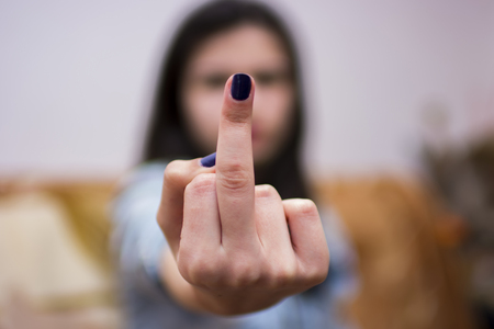 Middle fingerの写真素材