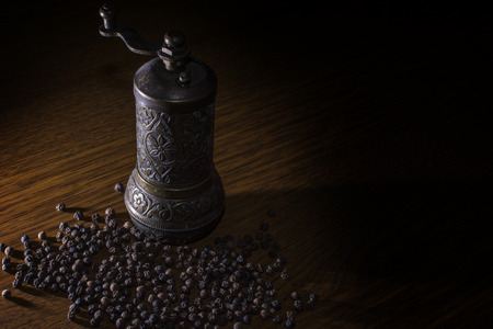 Pepper beans and grinderの写真素材