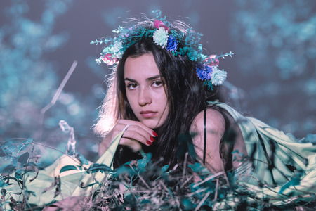 Portrait of  a nymphの写真素材