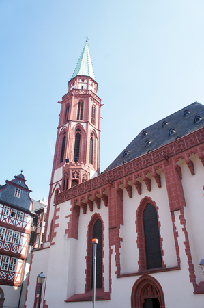 Nikolaikirche at the R?merberg in Frankfurtの写真素材