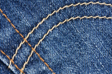 macro of stiching details on blue denim jeansの写真素材