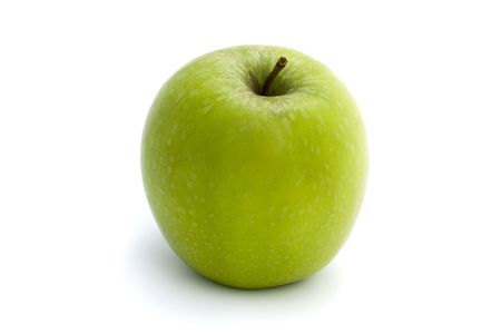 green apple isolated on a white backgroundの写真素材