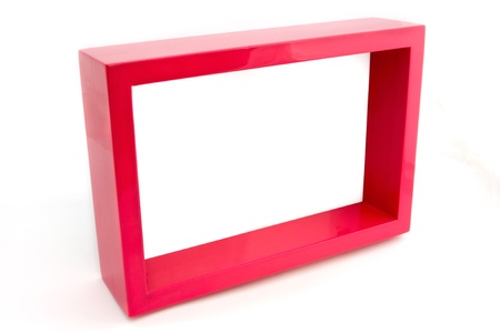 Empty pink picture frame on a white background