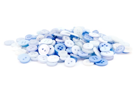 Pile of blue button isolated on white