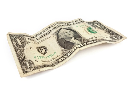 Old dollar bill on a white background Old dollar bill on a white background
