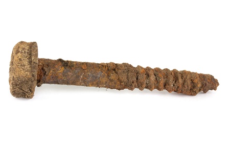 Rusty old bolt on a white backgroundの写真素材