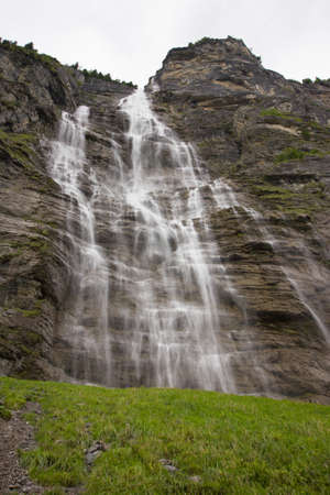 waterfall in Lauterbrunnen in the swiss alps (bernese oberland)の写真素材