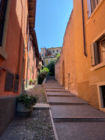 beautiful street view in sunny Verona in Italyの写真素材
