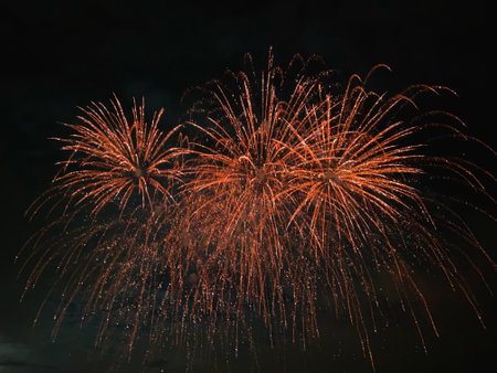 Wonderful firework with magical colors in the skyの写真素材