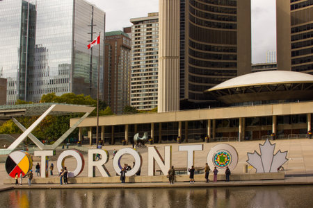 Toronto sign on a cloudy day in Canadaの写真素材
