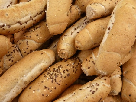 a heap of freshly baked bread in the market