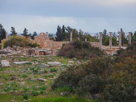 ancient greek excavation site kourion in cyprusの写真素材