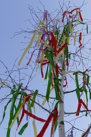 a beautiful traditional colorful easter decoration withの写真素材