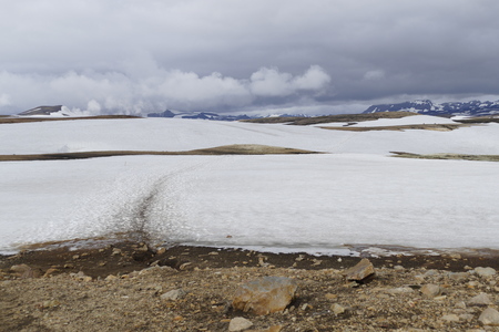 beautiful wild nature in hiking the laugavegur trail in Icelandの写真素材