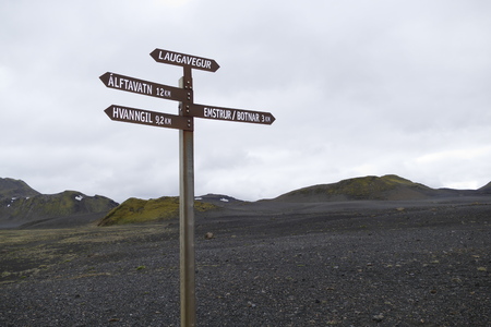 beautiful wild nature in hiking the laugavegur trail in Icelandの写真素材