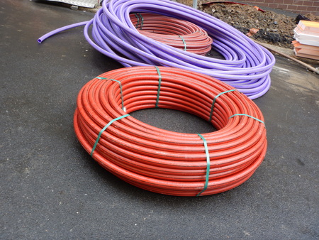 running reconstruction of a street with instalation of pipes