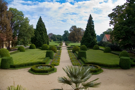 historical chateau with garden and park by the river Ohre in Libochovice in Czechiaのeditorial素材