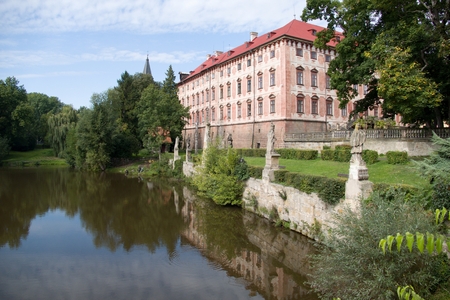 historical chateau with garden and park by the river Ohre in Libochovice in Czechiaのeditorial素材