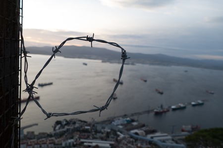 beautiful sunset panorama frrom the top of Gibraltar rockの写真素材