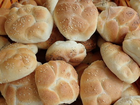 detail of a fresh homemade baked bread in abundanceの写真素材