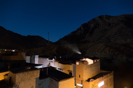 desert mountain village of Todra in morocco in the nightの写真素材