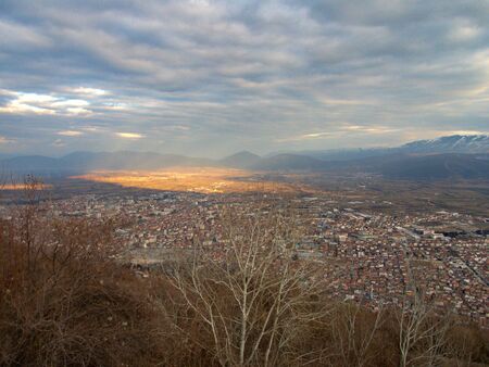 aerial view on the city of tetovo in macedonia in balkans