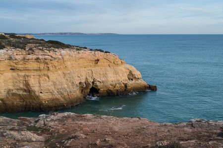 famous beautiful sea caves of portugal algarve coast of atlantic oceanの写真素材