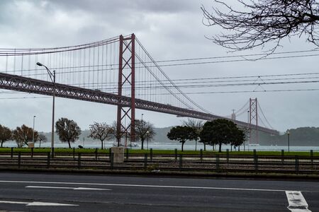 famous historic ponte 25 abril in lisbon in portugal