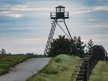 authentic historical monument of theiron curtain close to czech borderのeditorial素材