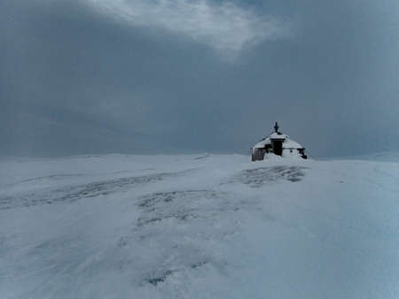 beautiful wild snowy winter landscape of Sarek national park in swedish lappland