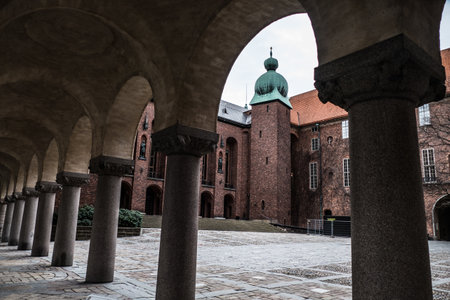 beautiful touristic historical arcade palace in stockholm in swedenのeditorial素材