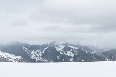 beautiful alpine landscape in austria summer climbing zuclerhuttl mountain in stubaier alps