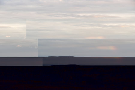 czech nature countryside landscape in a cloudy eveningの写真素材