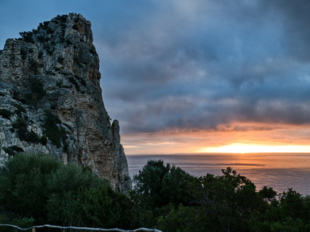 amazing beautiful sunrise morning at Sardinia coastの写真素材