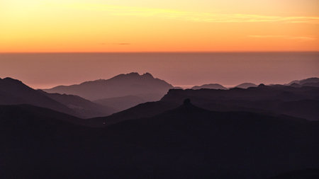 beautiful sunrise in Sardinia mountains ascending punta la marmora highest peak