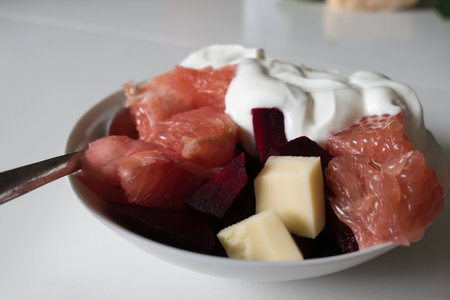 raw healthy fresh fruit and vegetable saladの写真素材