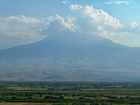 ararat mountain view from armenia monastery khor virapの写真素材
